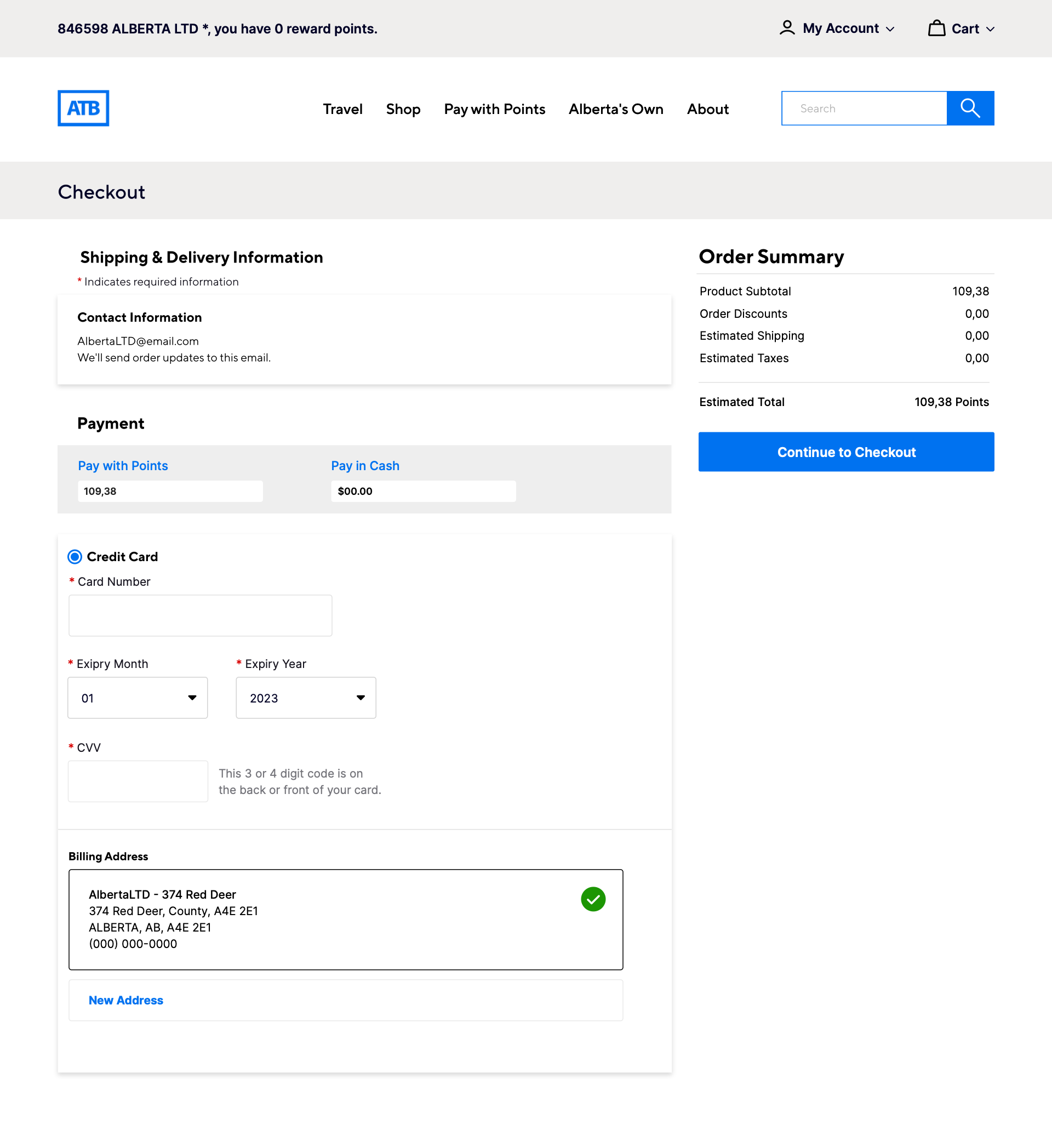 ATB Rewards redesigned checkout & order summary interface.